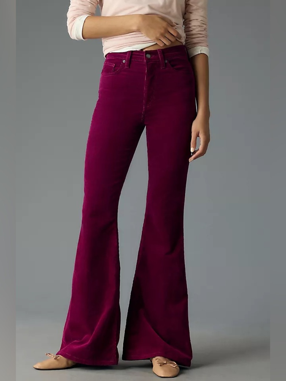 Lee Purple High Rise Corduroy Flare Pants Jeans, Sz 28